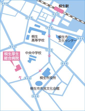 桐生駅からの案内地図